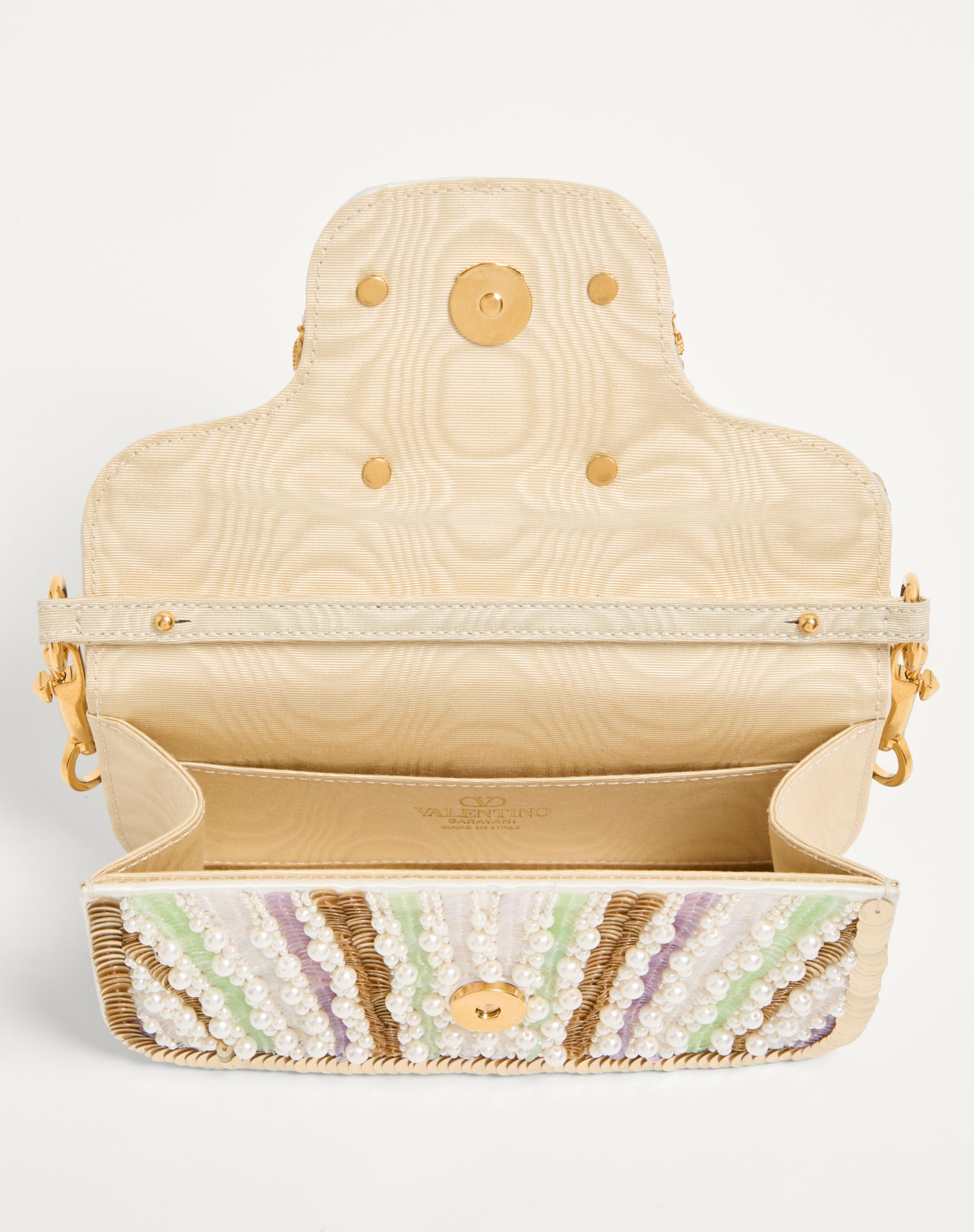 Valentino Small Locò Shoulder Bag With Embroidered Gemstone Logo In Multi