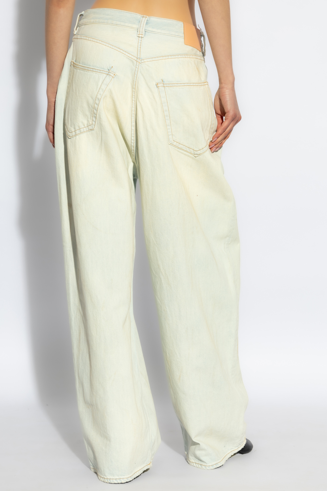 Acne Studios Distressed Wide-leg Jeans In White
