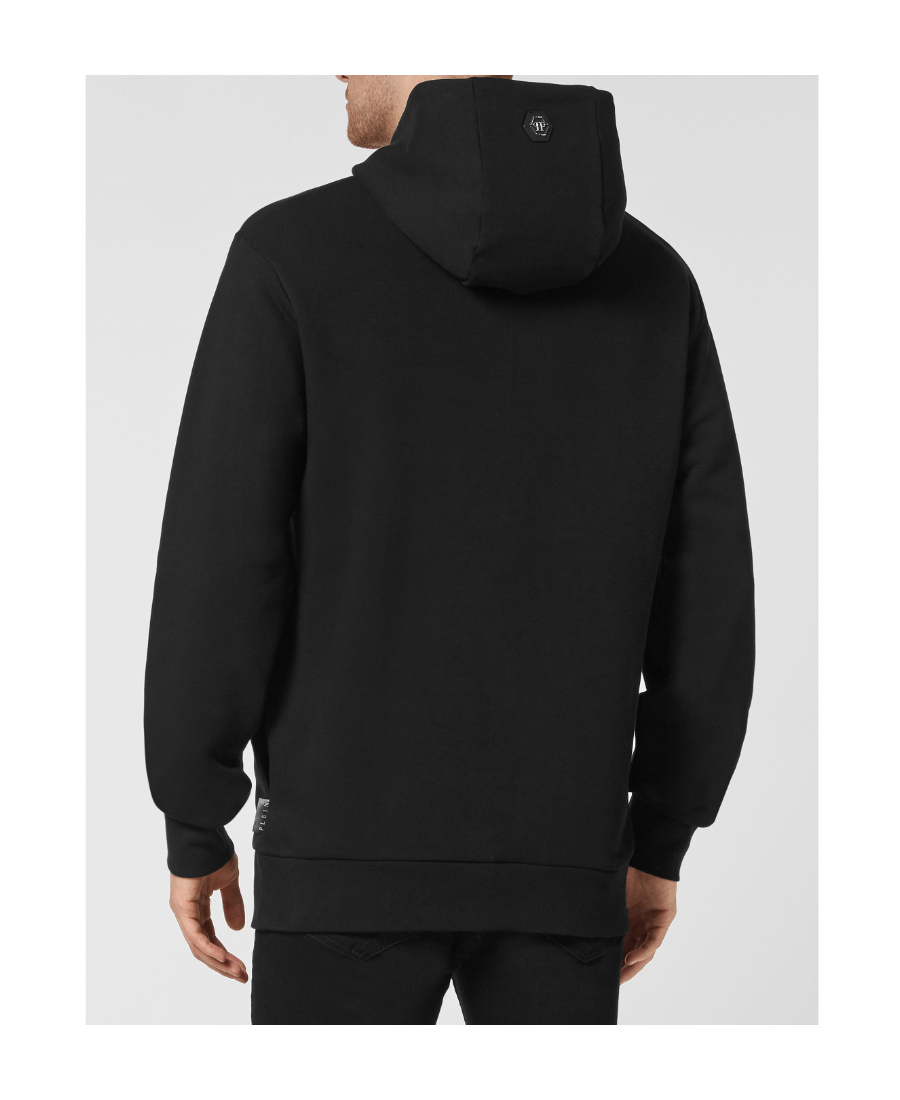 Philipp Plein Graphic Print Cotton Hoodie In Black