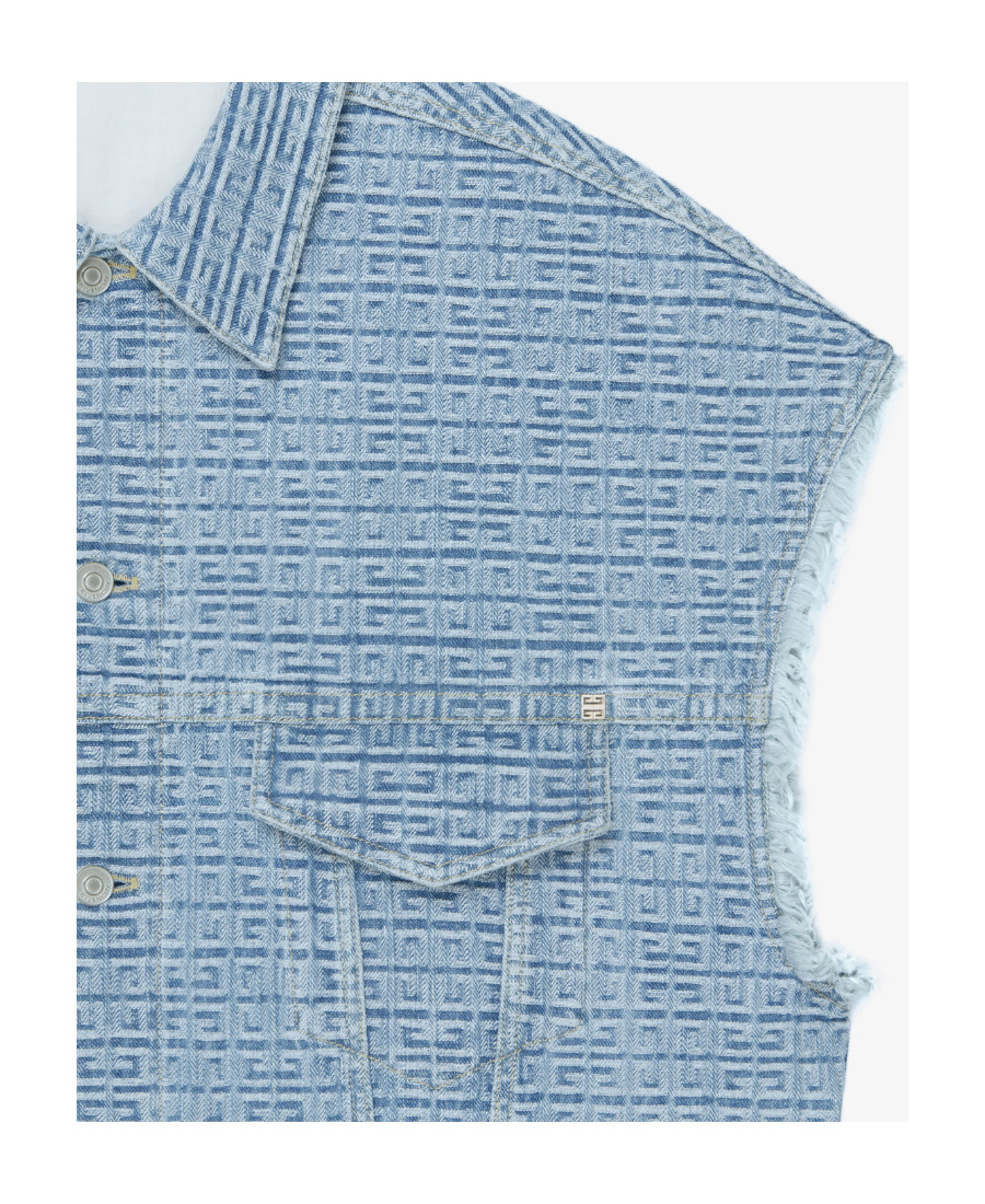 Givenchy 4g-pattern Denim Gilet In Blue