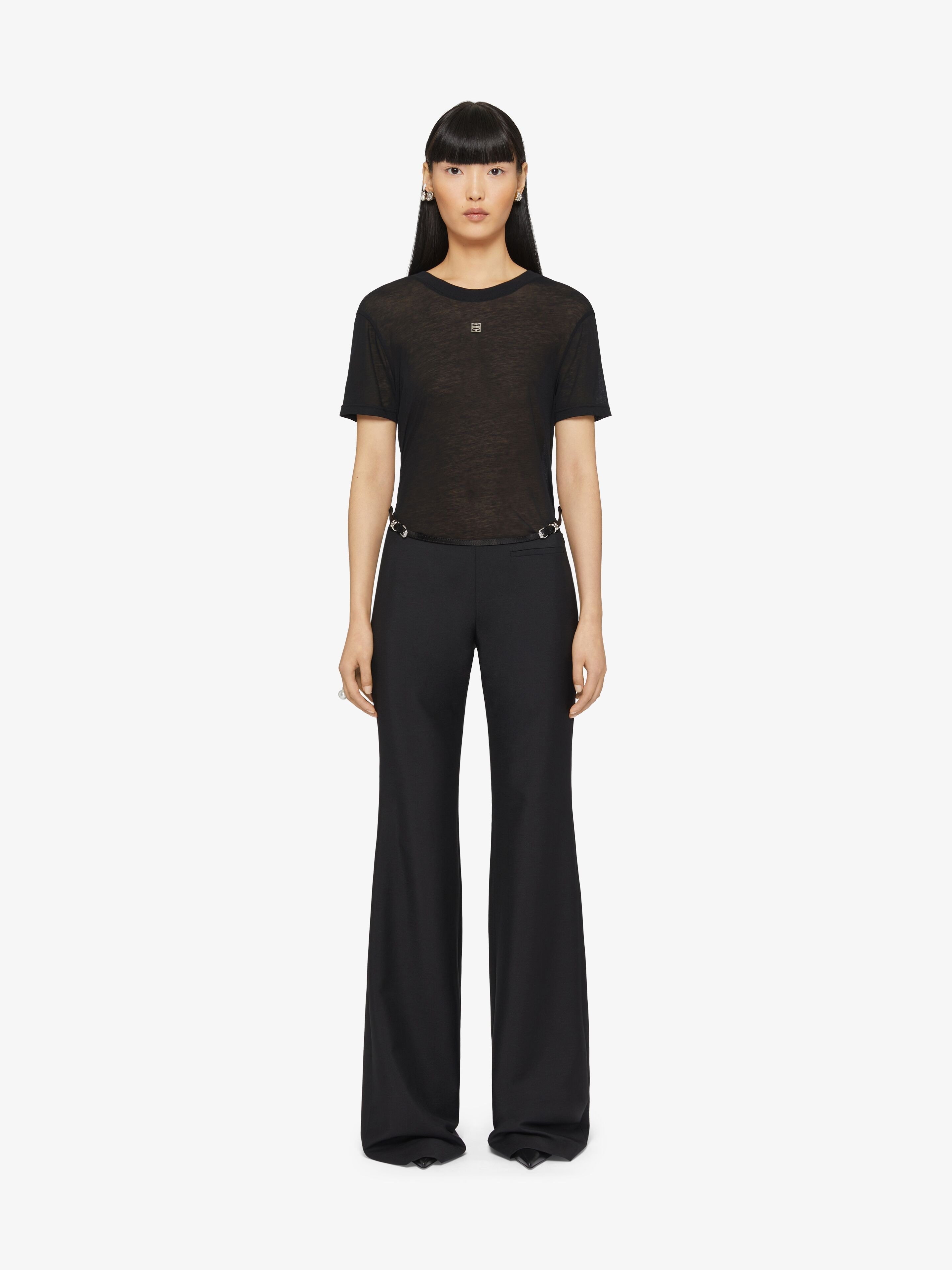 Givenchy Low-waisted Wool Flared Trousers In Black
