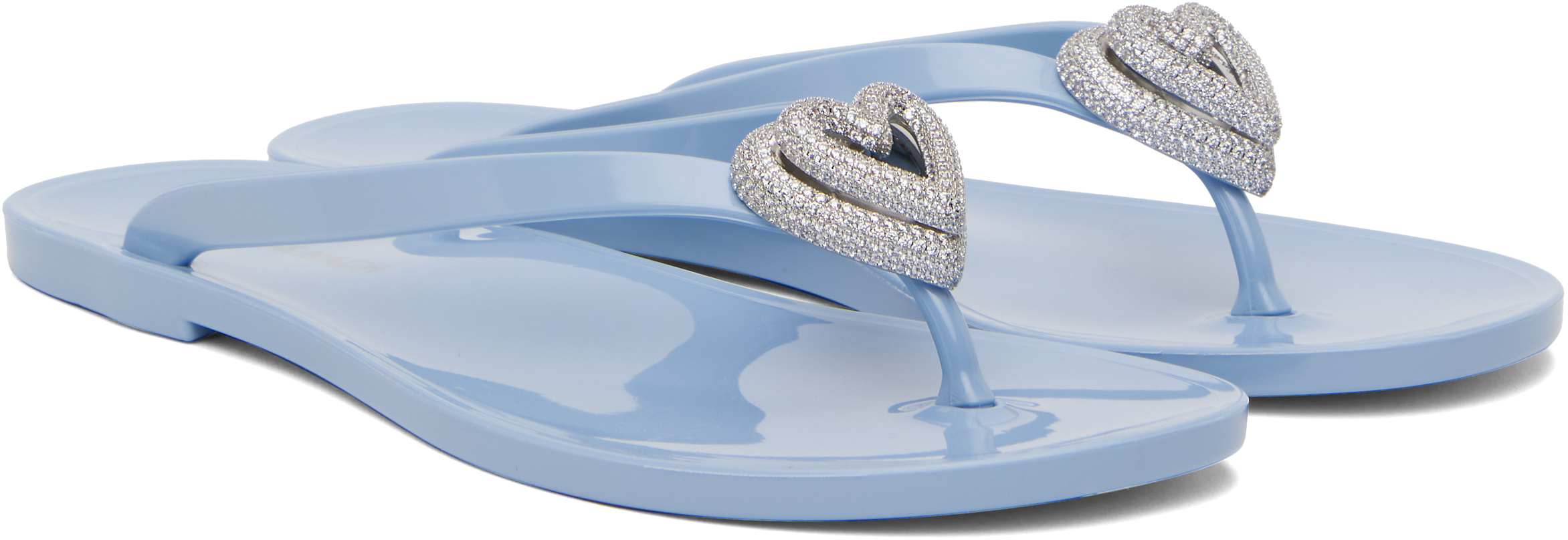 Machmach Double Heart Flip-flops In Blue