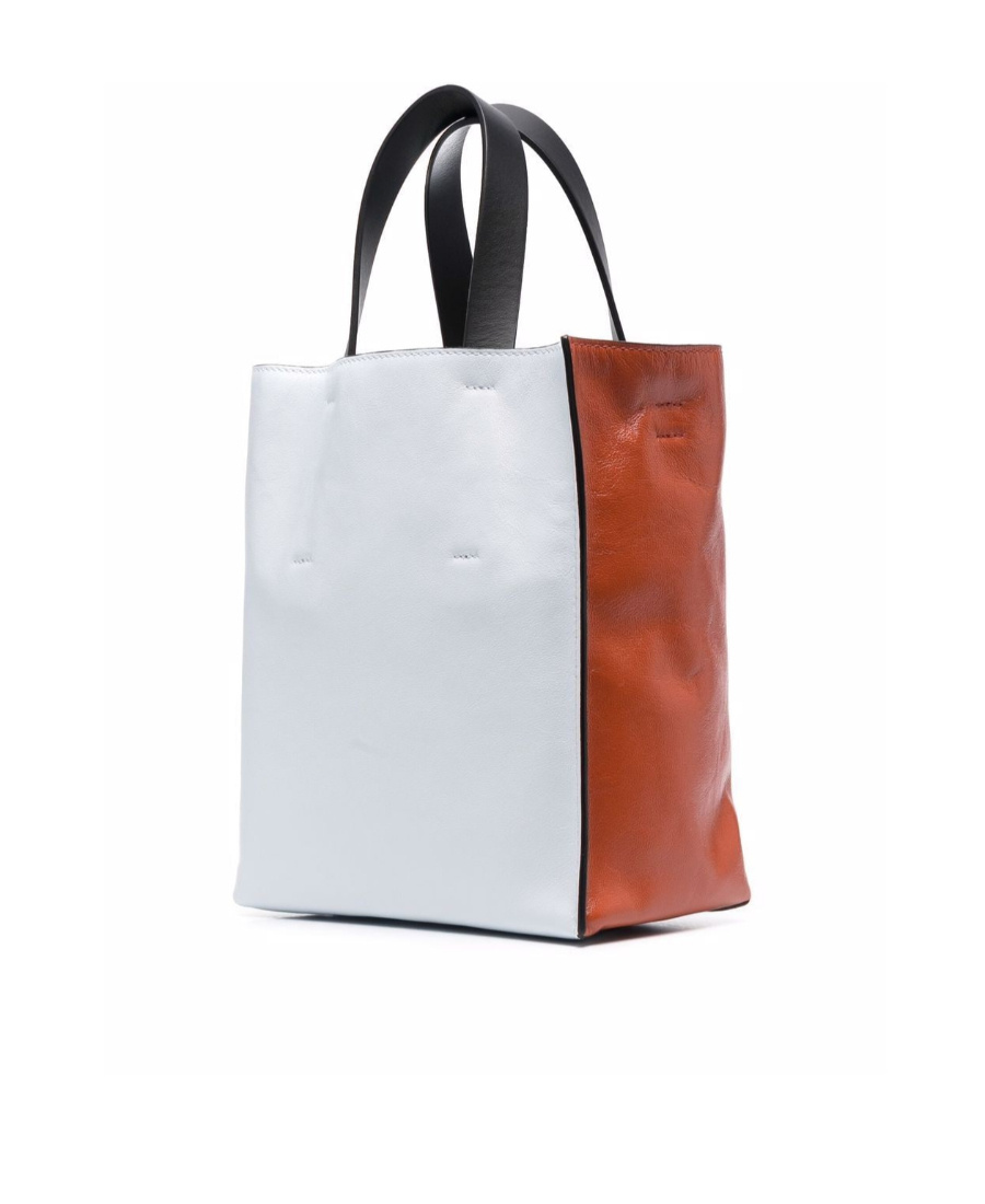 Marni Leather Colour-block Tote Bag In Brown