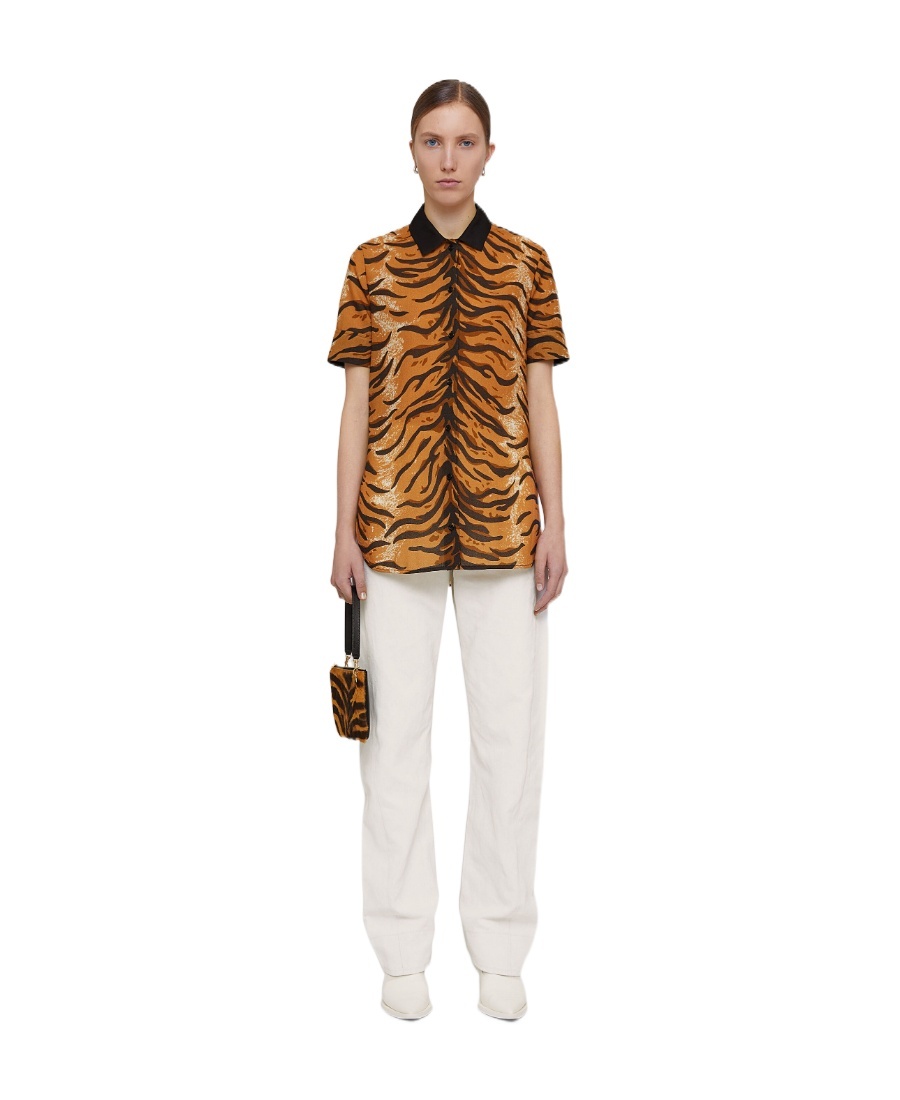 Jil Sander Animal-print Short-sleeve Shirt In Orange