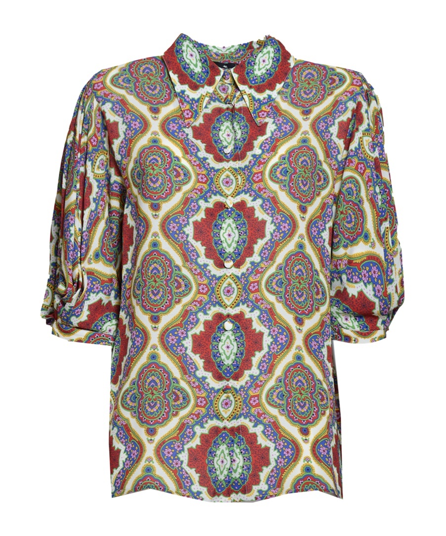 Etro Graphic Printed Straight Hem Cady Blouse In Multicolor