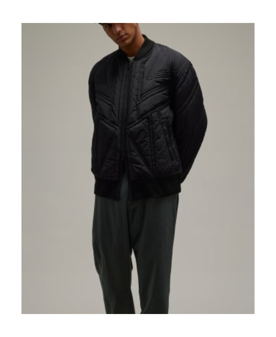 Y-3 Quilted Zip-up Bomber Jacket In Black