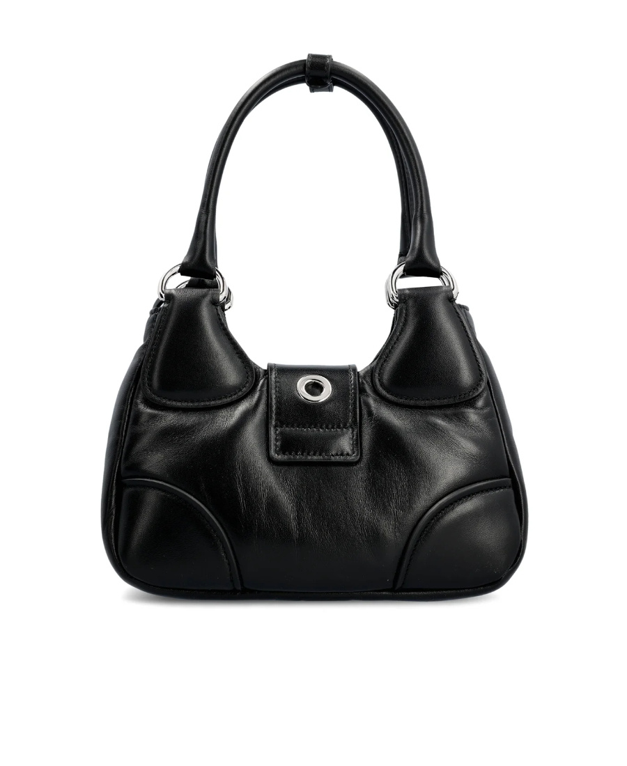 Prada Moon Padded Nappa-leather Mini Bag In Black