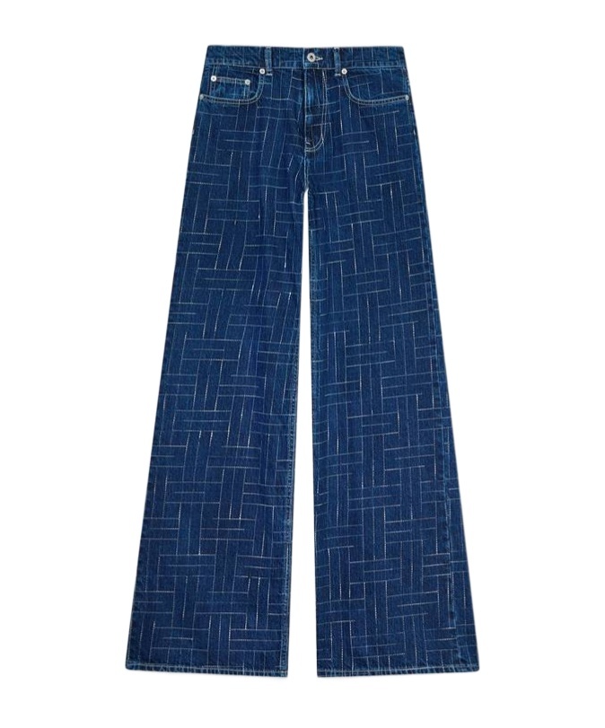 Kenzo ' Weave' Ayame Wide Pants In Japanese Denim In Blue