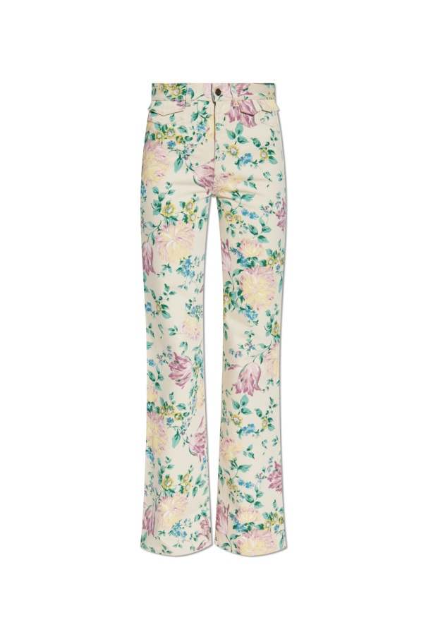 Chloé Printed Rigid High-rise Flared Jeans In Multi