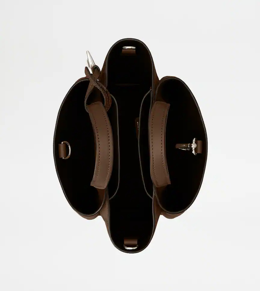 Tod's Micro Logo-charm Suede Tote Bag In Brown