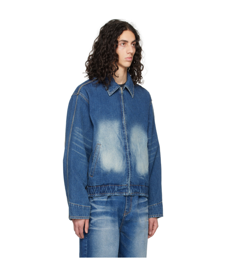 We11 Done Blue Faded Denim Jacket In Blue