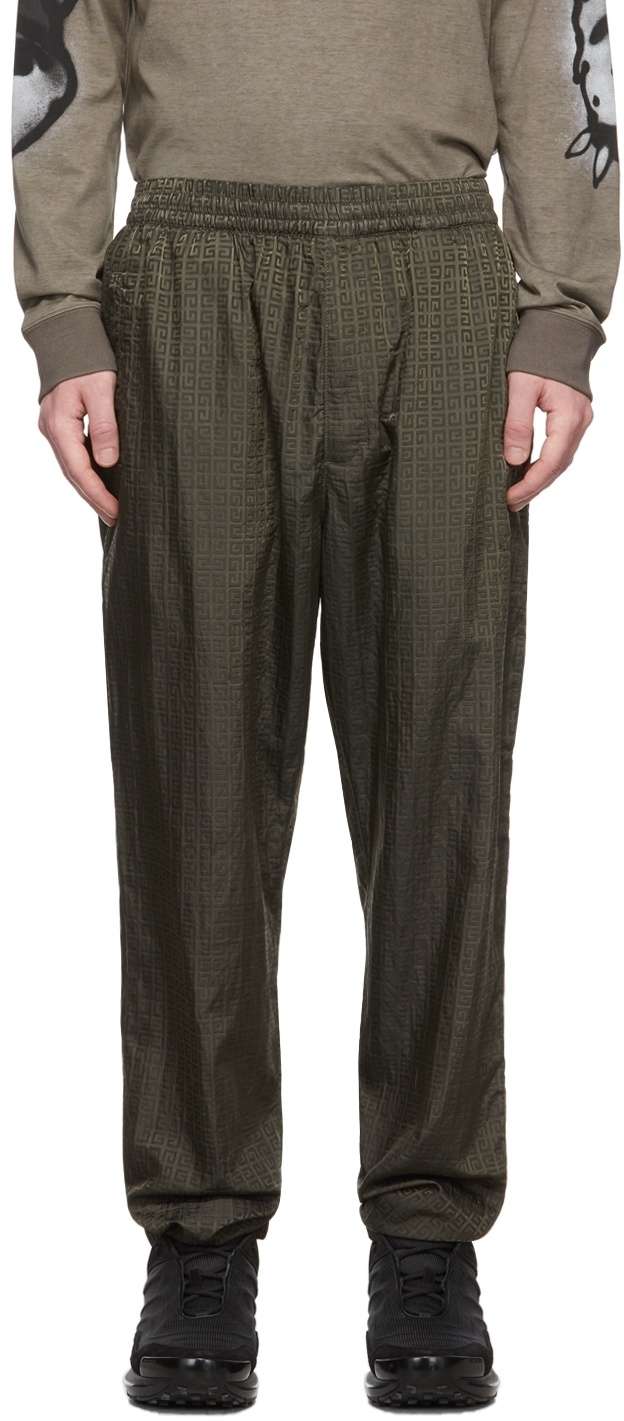 Givenchy 4g Jacquard Track Pants In Military Green