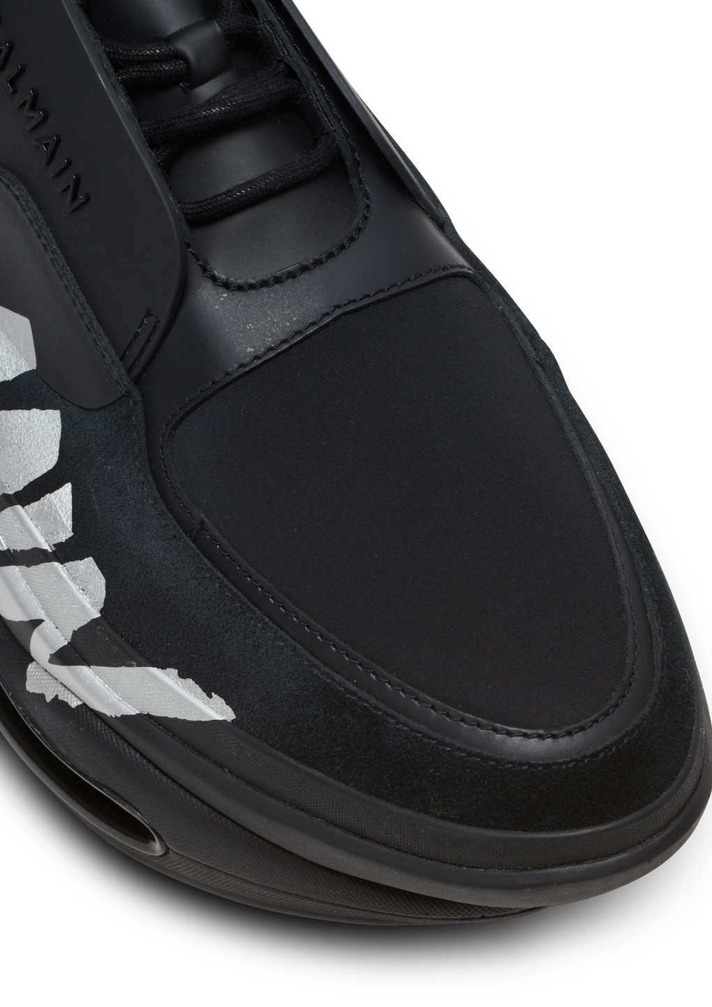 Shop Balmain B-bold Trainers In Rubberised Leather And Neoprene In Black