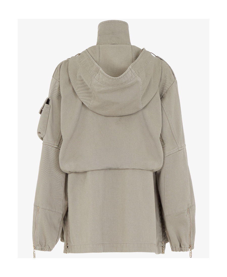 Fendi Utility-inspired Beige Jacket With High Collar In Nude