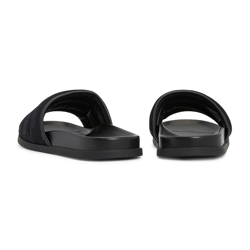 Gucci Gg-patterned Padded Slide Sandals In Black
