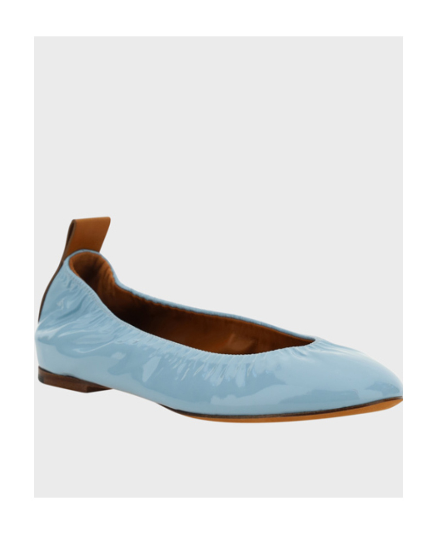 Lanvin Patent Leather Ballerina Flats In Blue