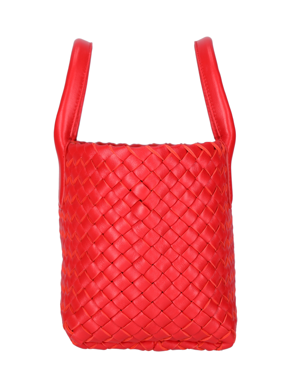 Bottega Veneta Mini Cabat Logo Knitted Shoulder Bag In Red