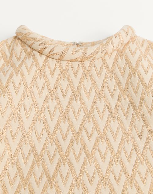 Valentino Toute La V Lurex Jacquard Mini Dress In Nude