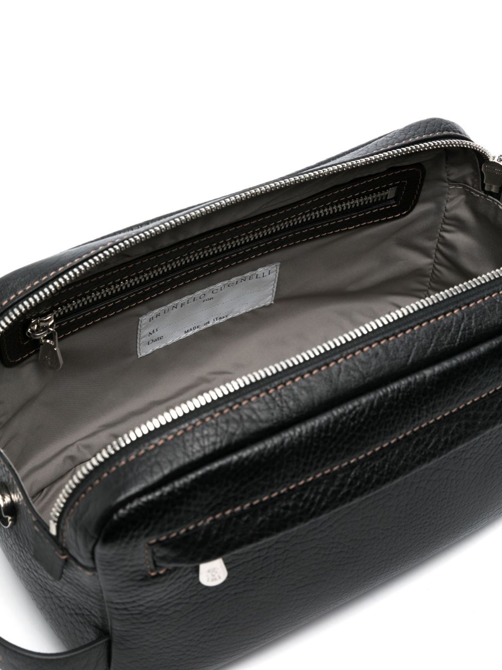 Brunello Cucinelli Men Leather Toiletry Bag In Black