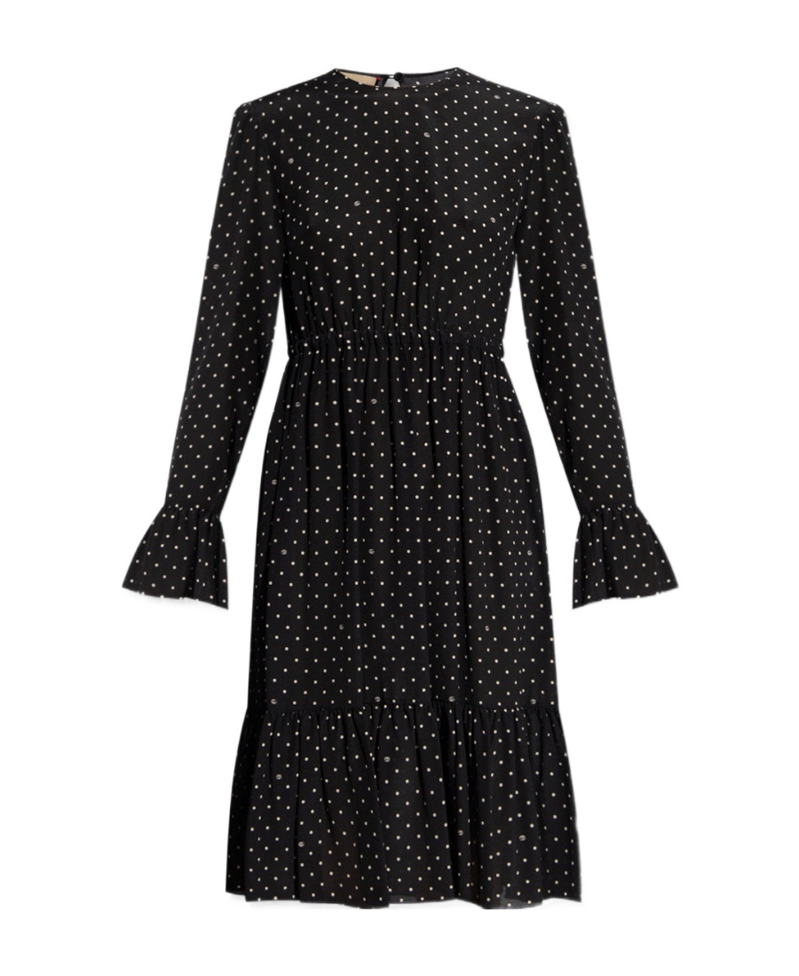 Gucci Silk Polka-dot Mini Dress For Women In Black