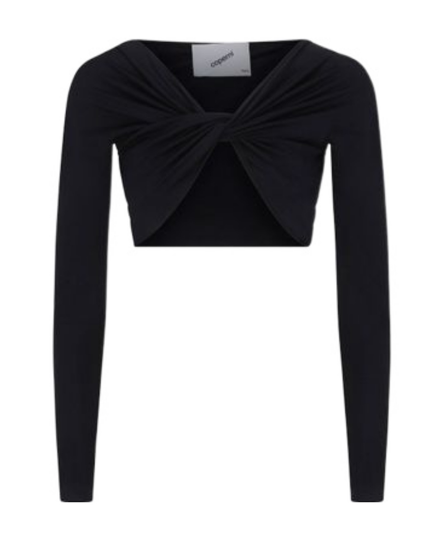 Coperni Ruched Cropped Top In Black
