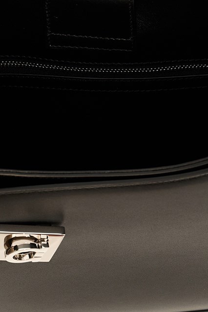 Ferragamo Archivio Logo Buckle Handbag In Black
