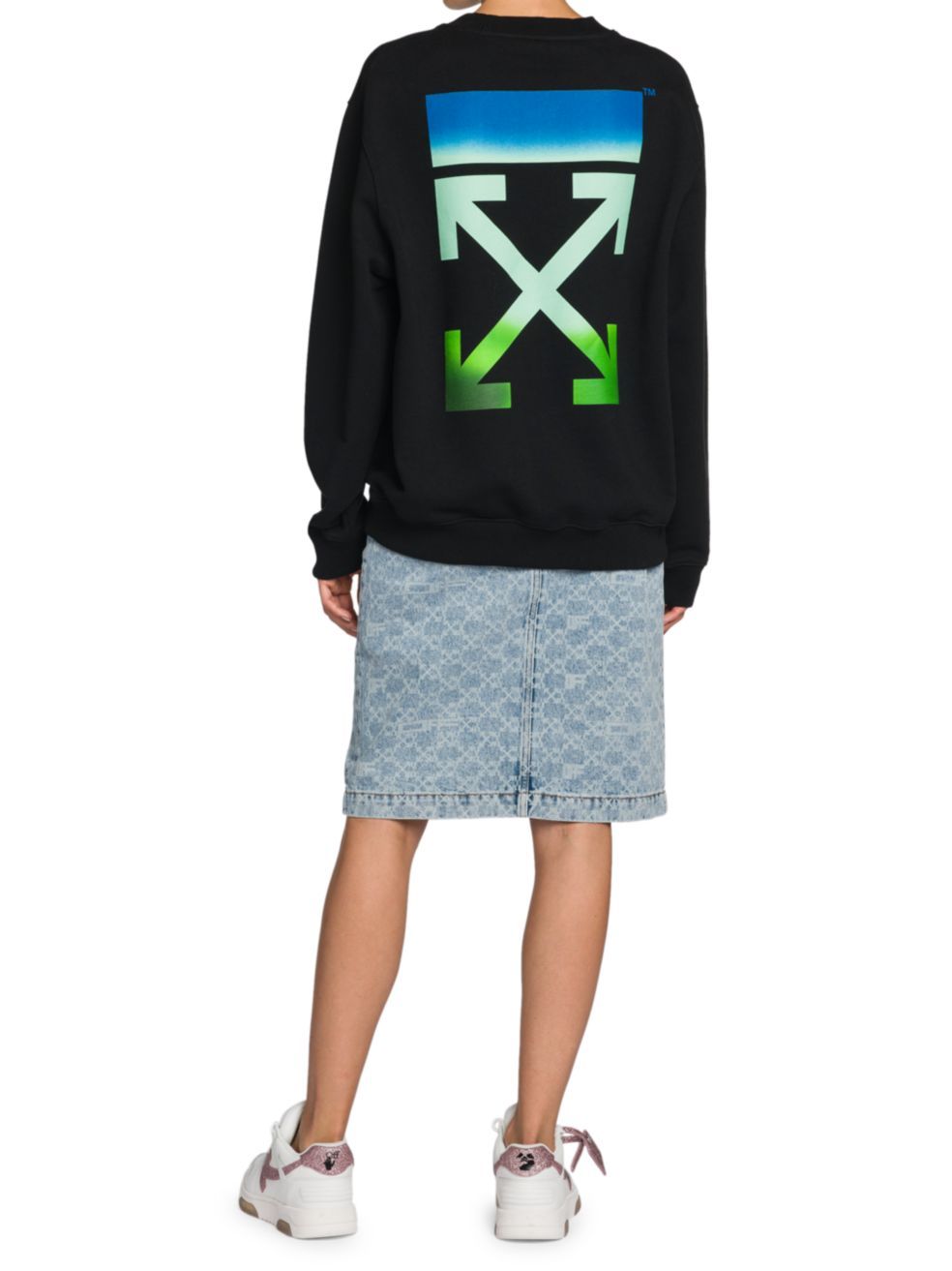 Off-white Blurred Arrow Reg Crewneck Black Multico In Black