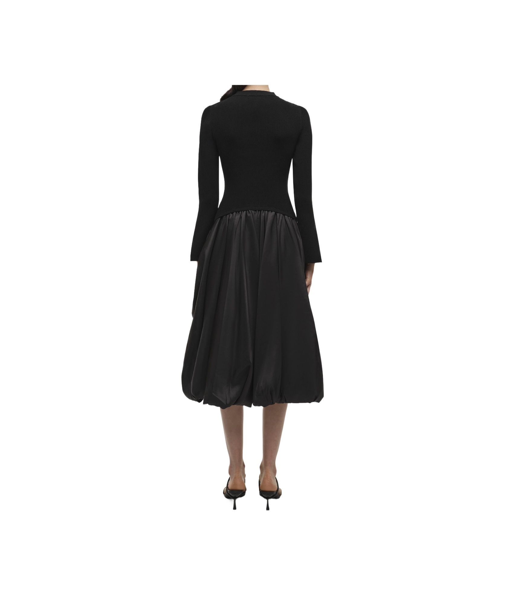 Simkhai Kenlie Mixed Media Bubble Midi Dress In Black
