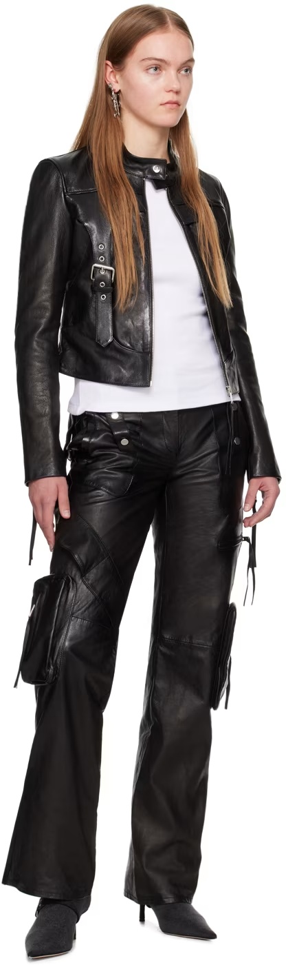 Blumarine Harness-detail Leather Jacket In Black