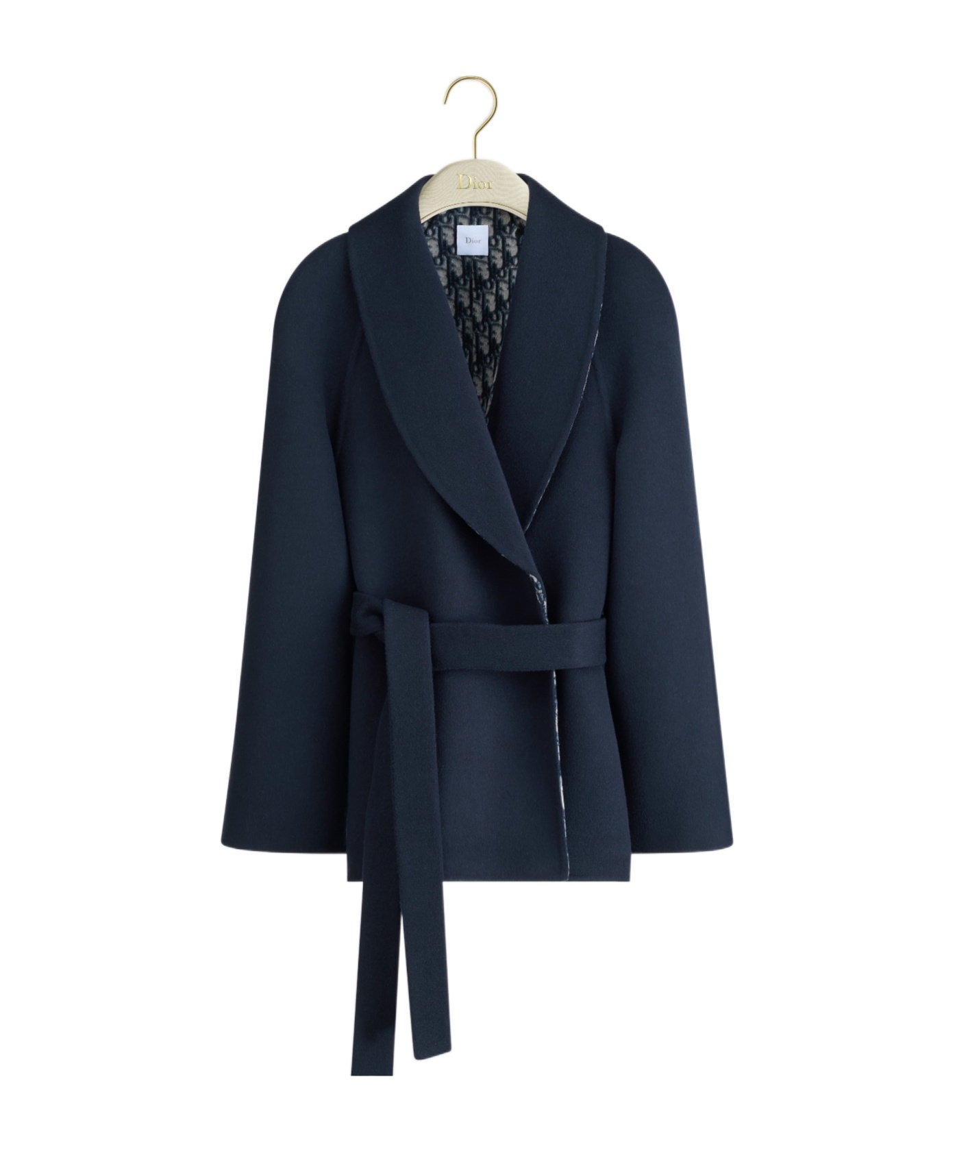 Dior Belted Cropped Double-breasted Peacoat In Blue