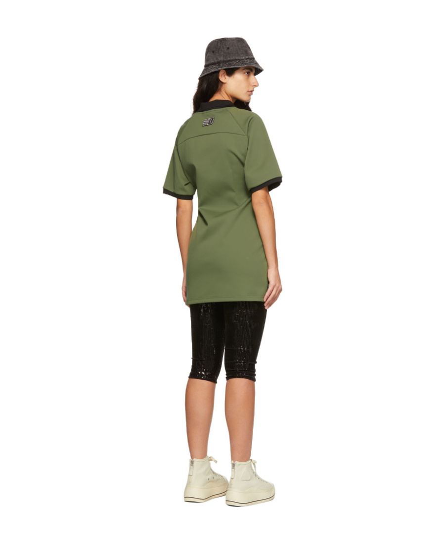 We11 Done Green Polyester Raglan Mini Dress In Green