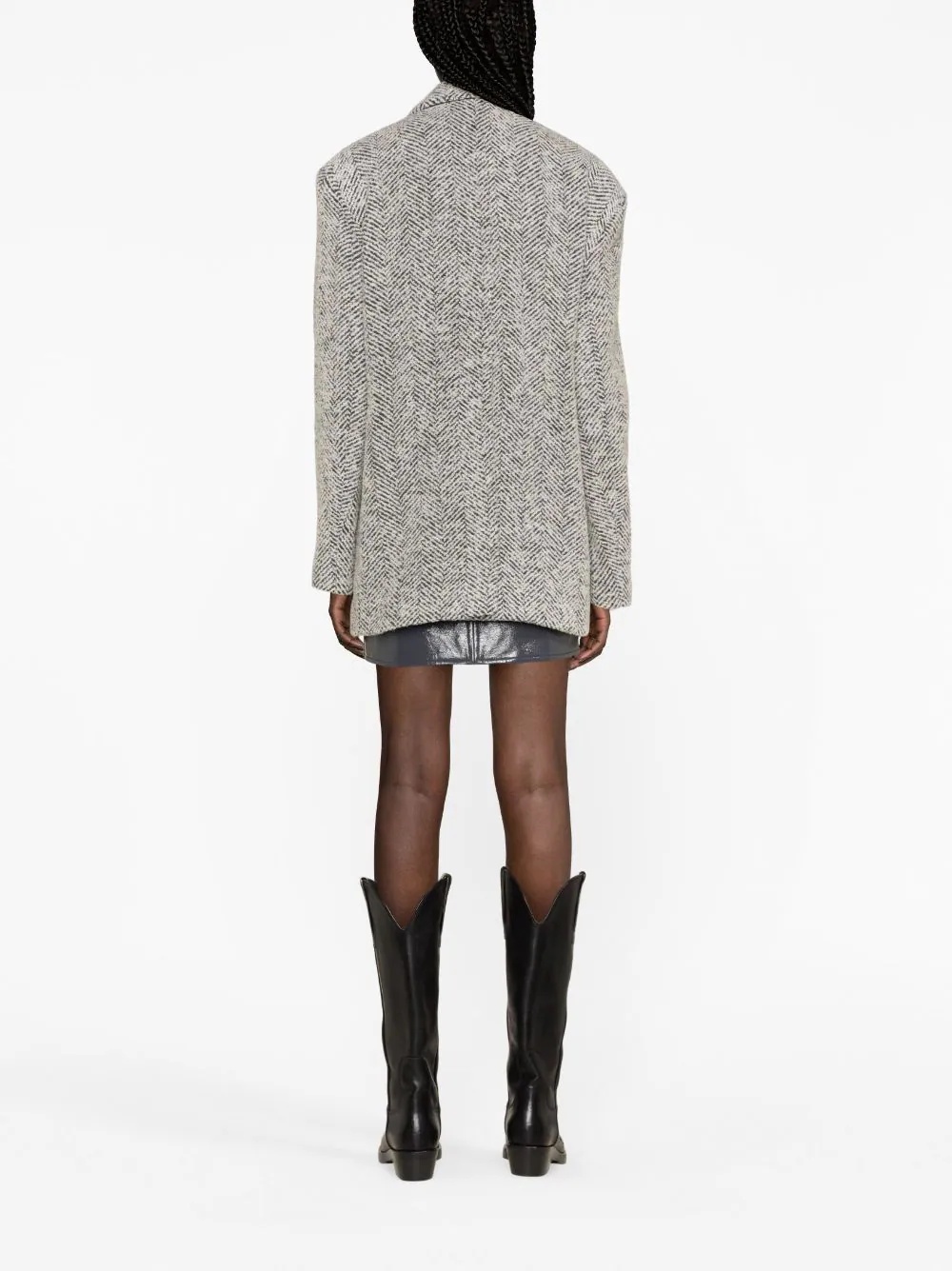 Remain Birger Christensen Herringbone Blended Short Coat In Gray