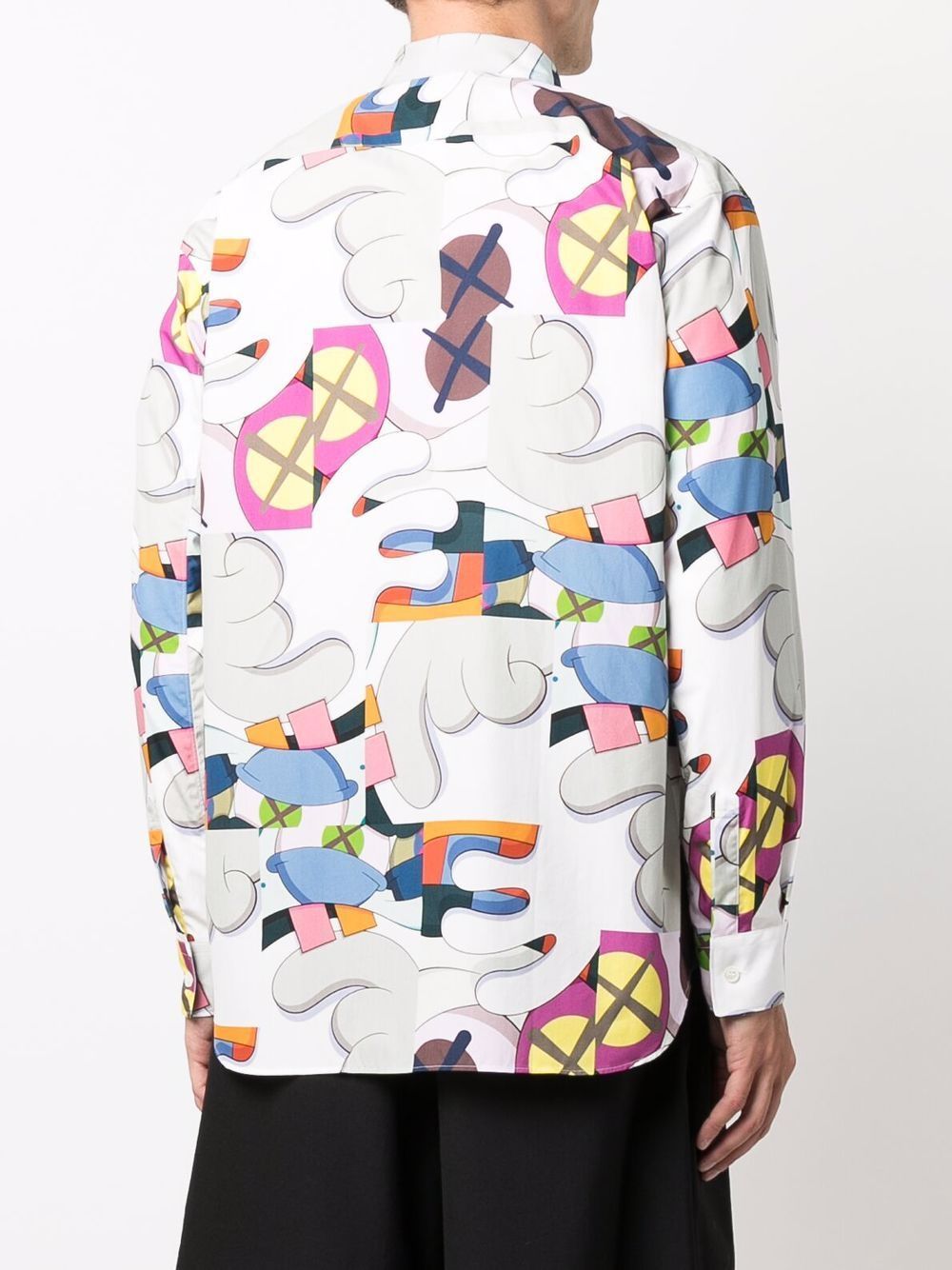 Comme Des Garçons Cartoon-print Long-sleeved Shirt In White