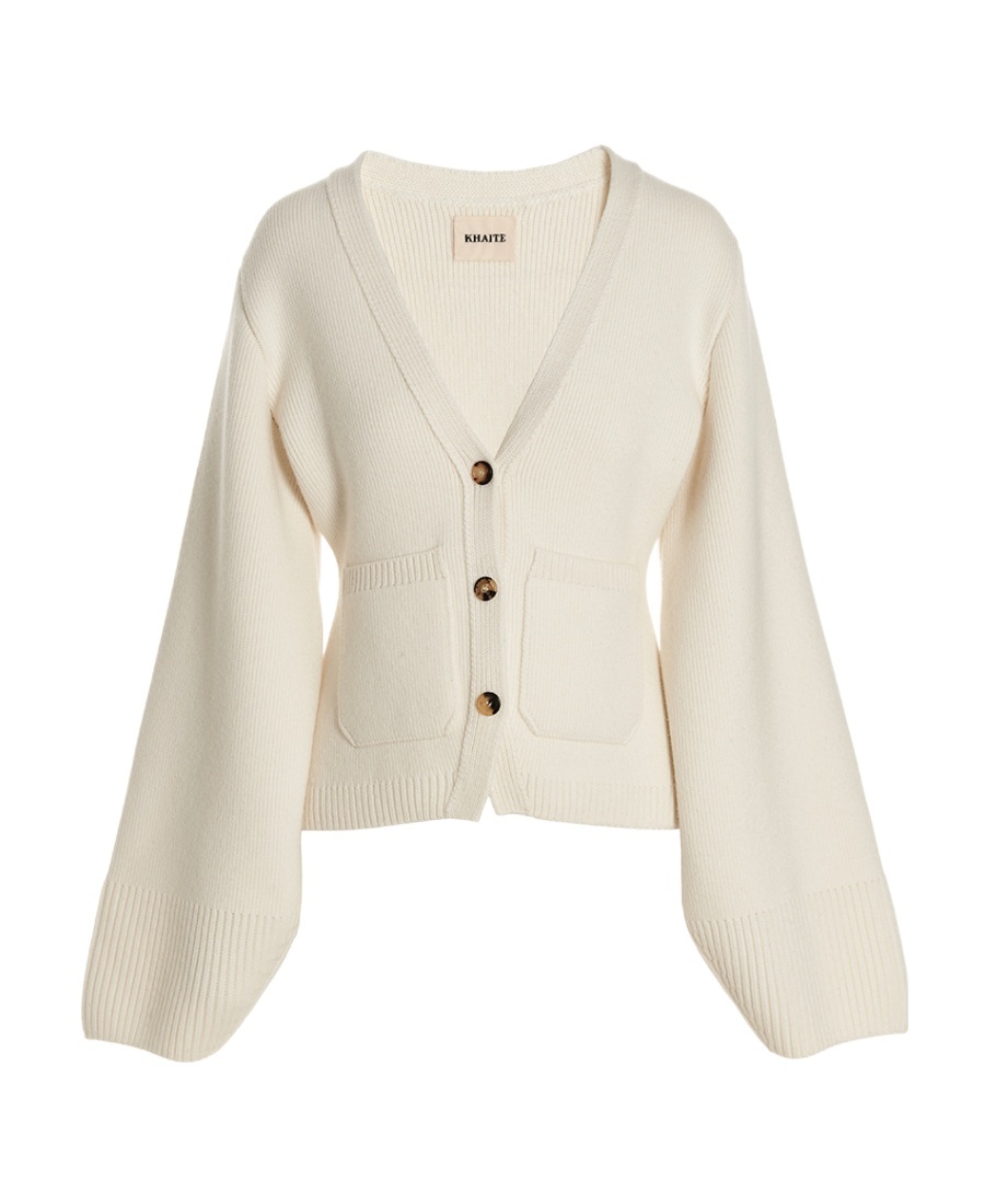 Khaite V-neck Cashmere Sweater In White