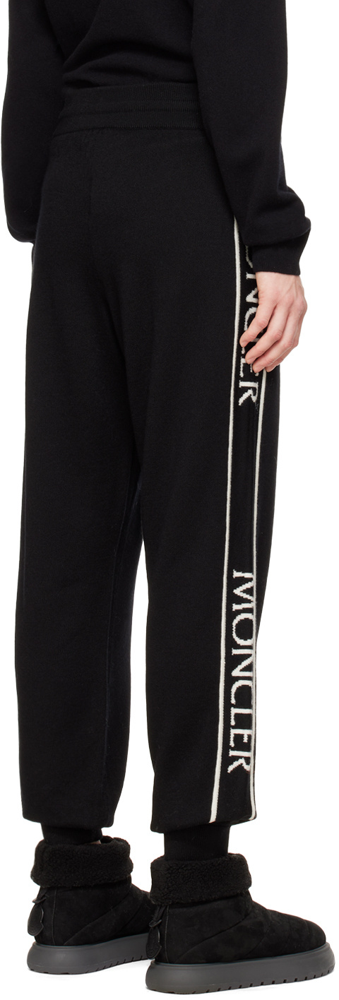 Moncler Logo Trim Wool Trackpants In Black