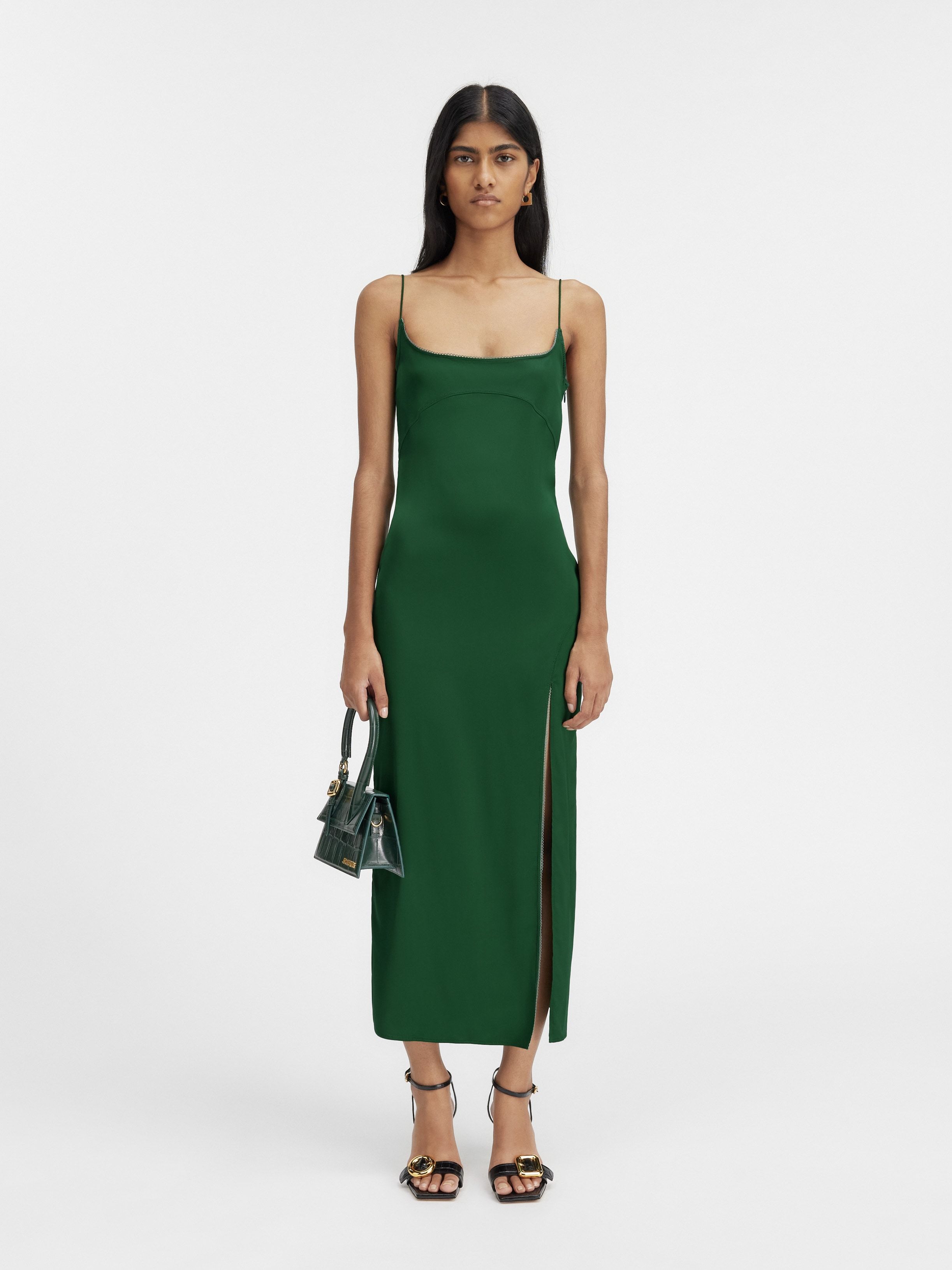 Shop Jacquemus Charm Long Dress In Green