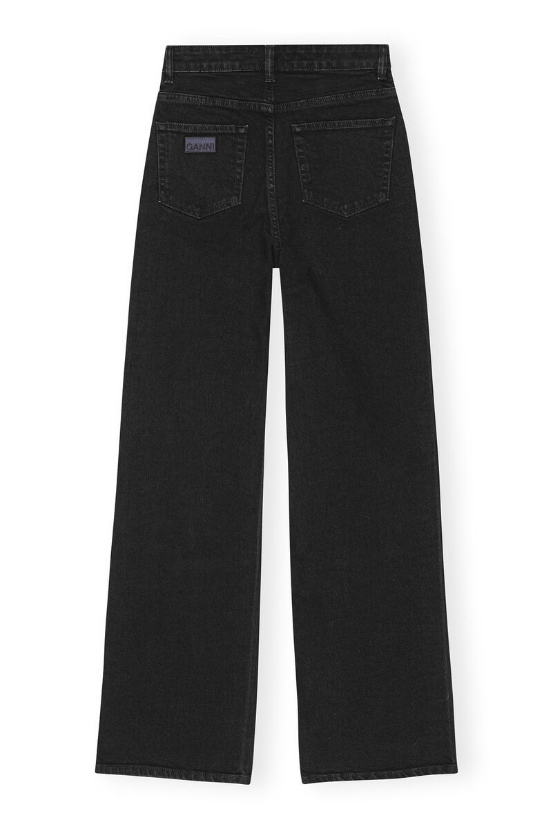 Ganni Straight Denim Trousers In Black