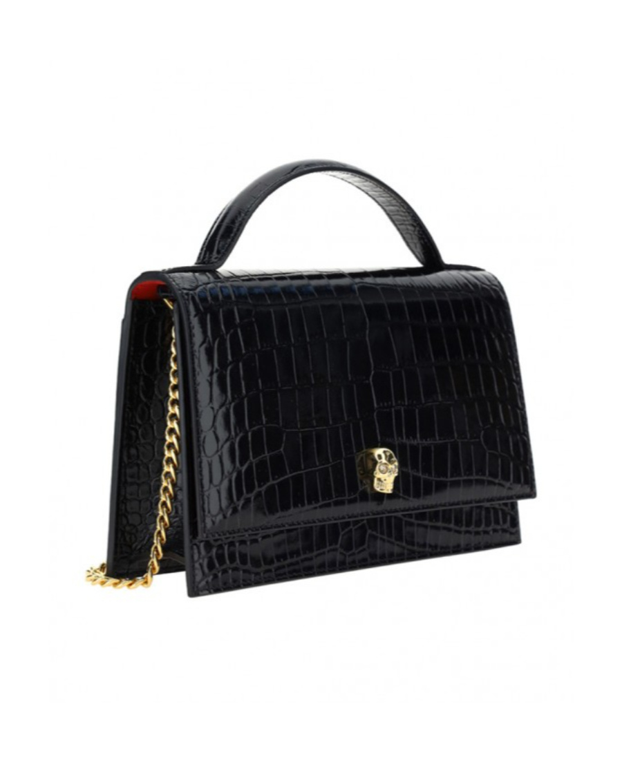 Alexander Mcqueen Top Handle Skull Bag In Black