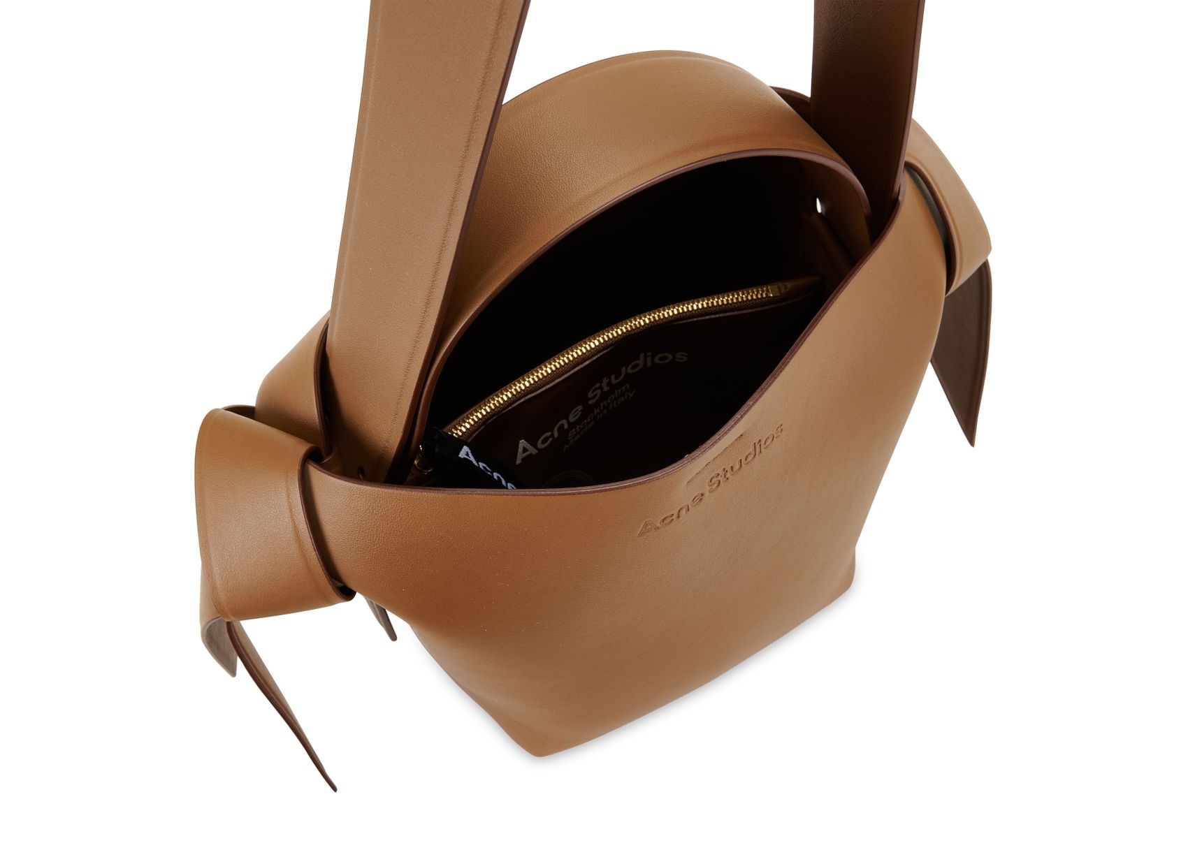 Acne Studios Musubi Mini Leather Shoulder Bag In Brown