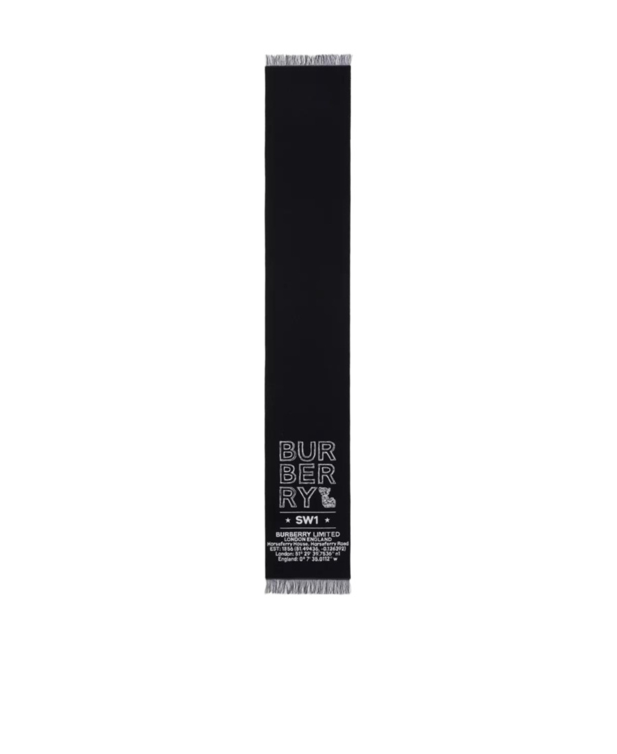 Burberry Thomas Bear-print Wool Scarf In Black