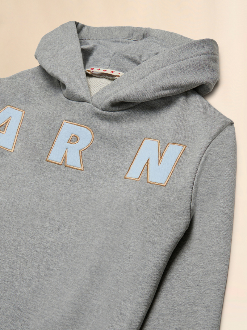 Marni Cotton Hoodie In Gray