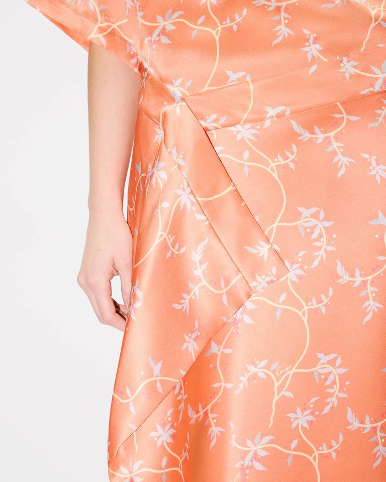 Kenzo ' Jungle Flower' Midi Skirt In Silk In Pink
