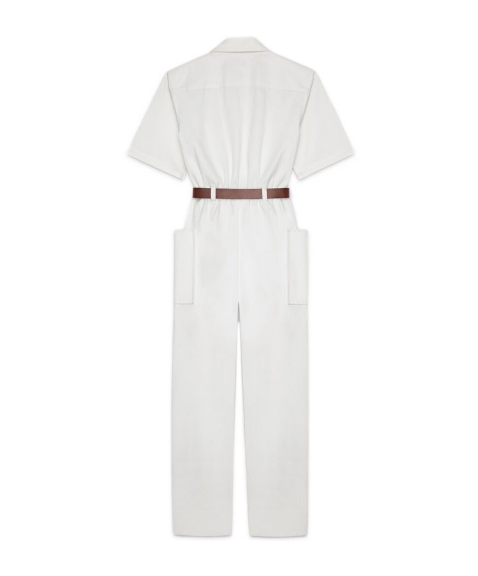 Saint Laurent Belted Jumpsuit In White