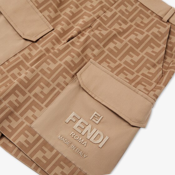 Fendi Ff-patterned Cargo Shorts In Nude