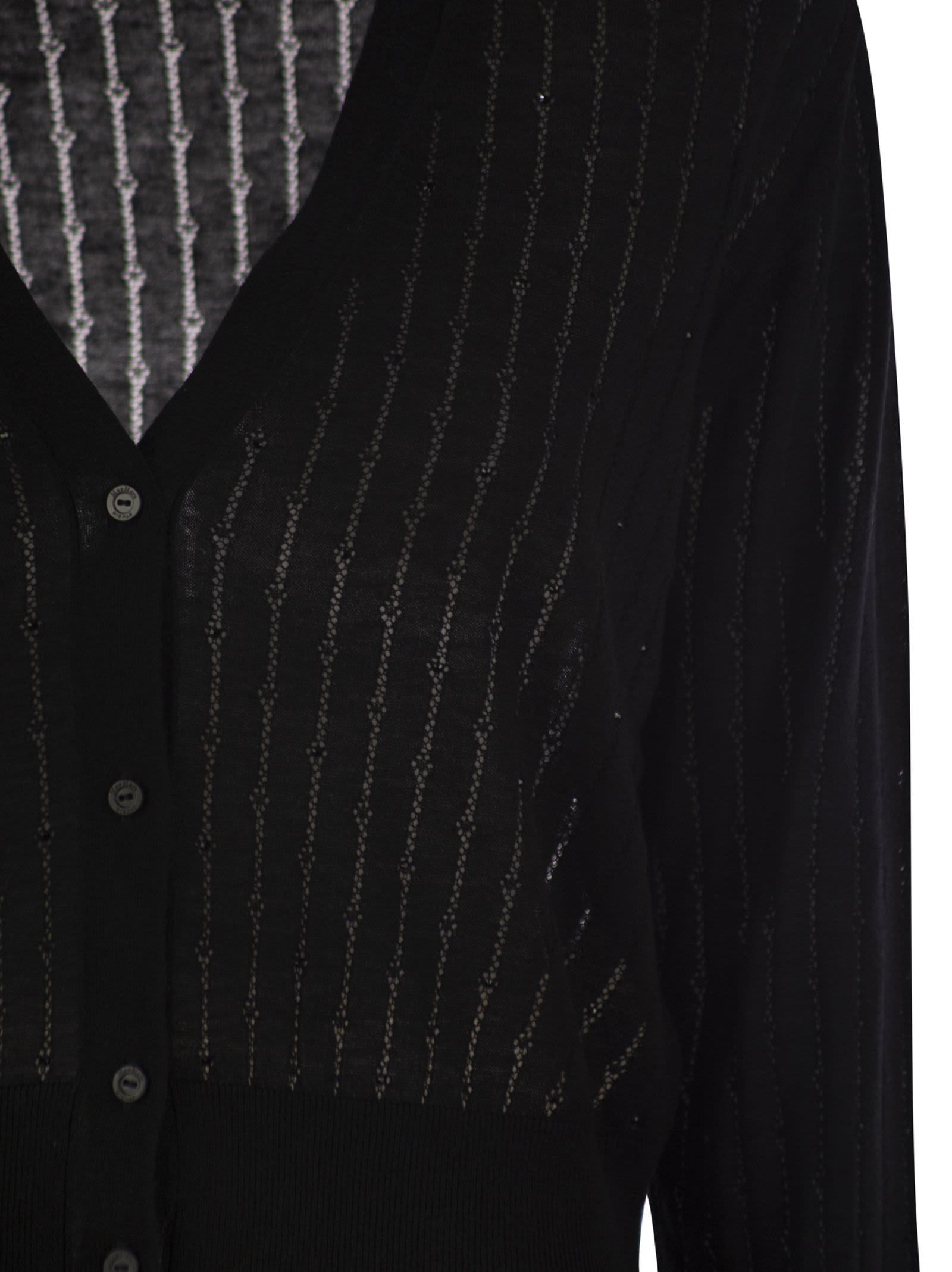 Max Mara Studio Sequin Embellished Knit Cardigan In Black