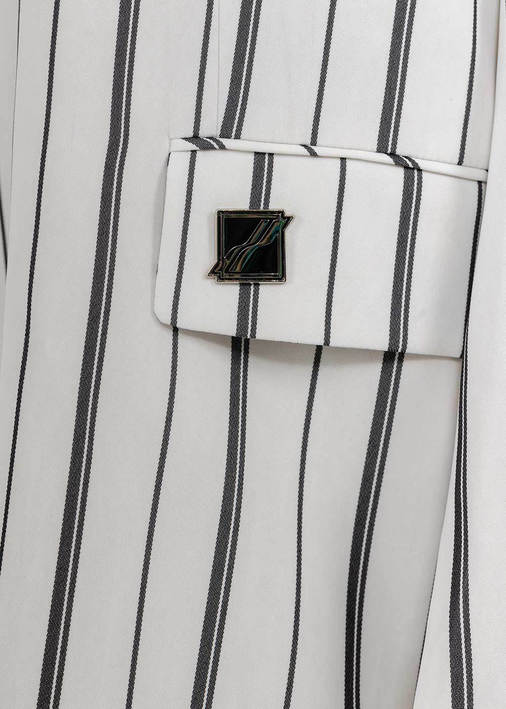 We11 Done Striped Detail Casual Jacket In White