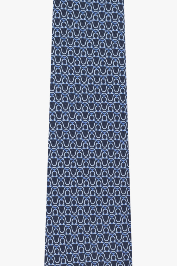 Ferragamo Logo Tie In Blue