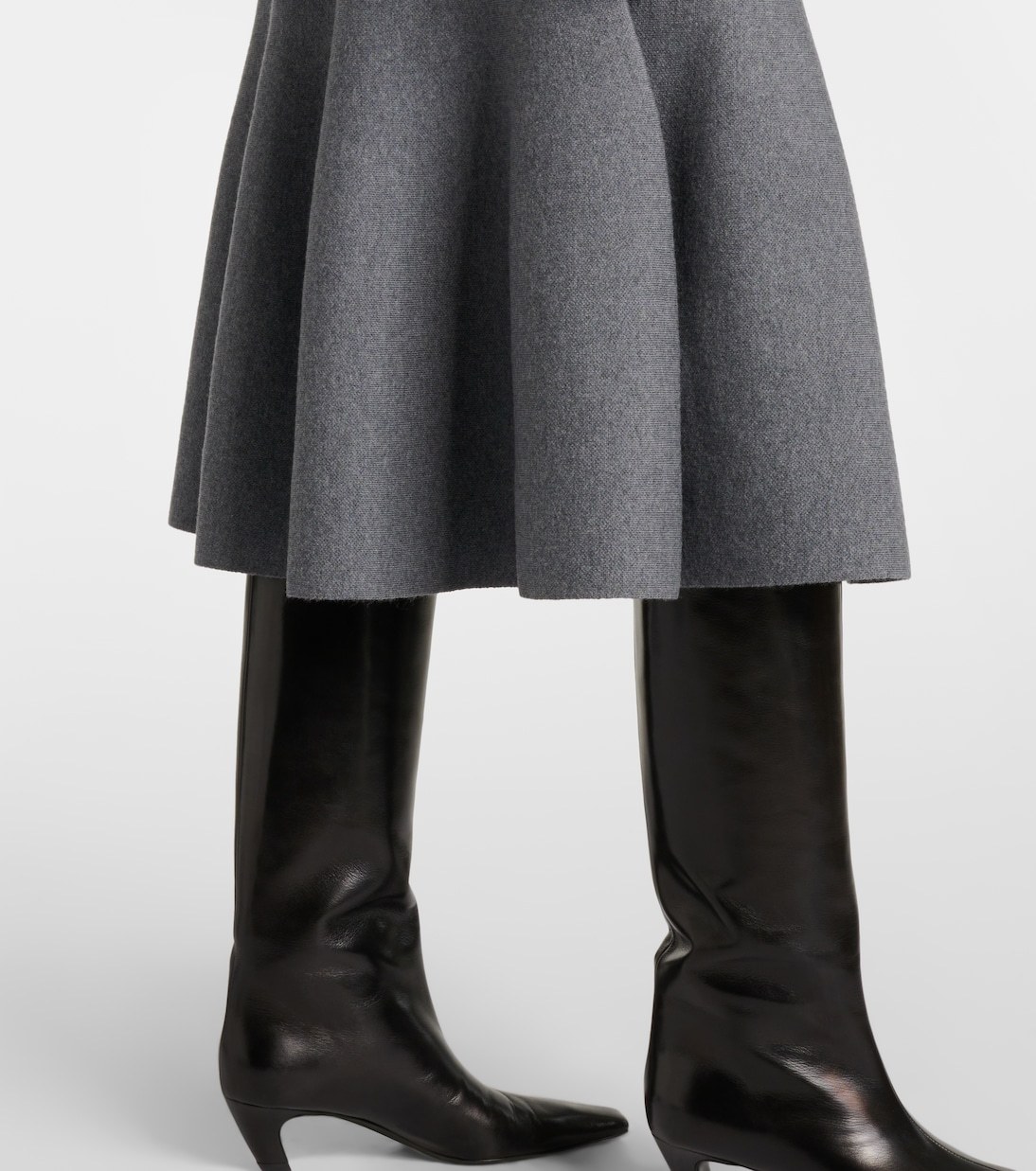 Khaite Odil Knitted Wool-blend Midi Skirt In Gray