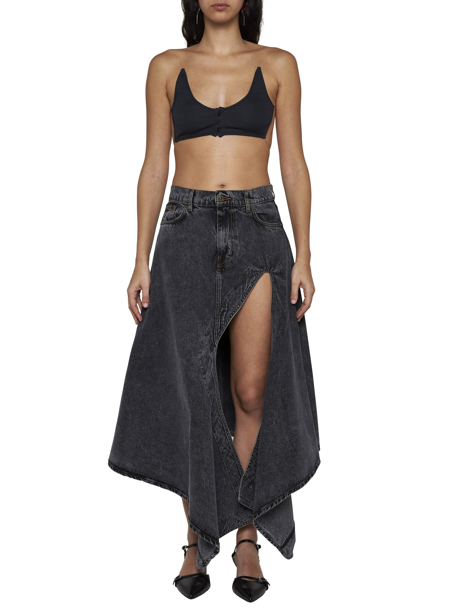 Y/project Open-back Crop Top In Black