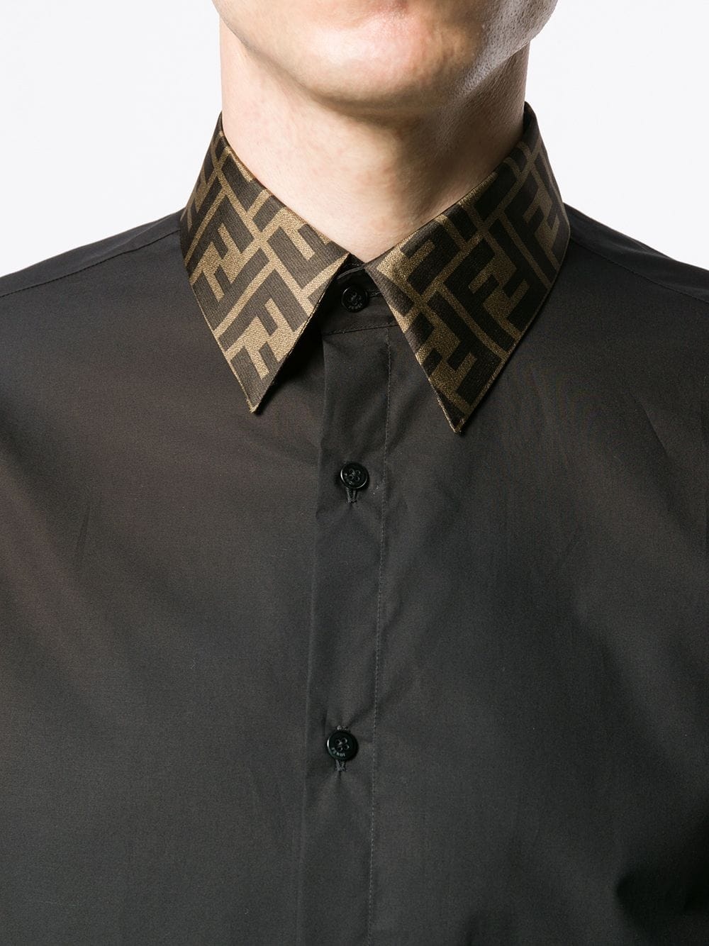Fendi Monogram Trim Shirt In Black